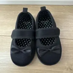 キッズフォーマルシューズ　　黒 リボン付き 15.0cm