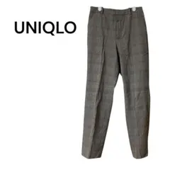 ユニクロ スラックス チェックパンツ グレー テーパード きれいめ