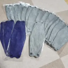 未使用　3D立体型の不織布マスク グレー、21枚。青、3枚 個別包装　大人サイズ