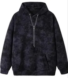 【ゆったりサイズ３XL】プルオーバーパーカー ブラック メンズチェーン装飾付き