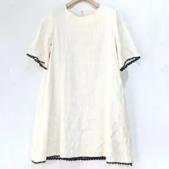 haupia ハウピア 半袖ワンピース レース 格子織り アイボリー Mのサムネイル