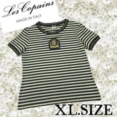r78〚Les Copains〛ボーダー Tシャツ エンブレム XL寸イタリア製のサムネイル