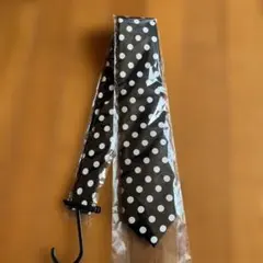 【クリーニング済み】ハンドメイド 黒白水玉ネクタイ