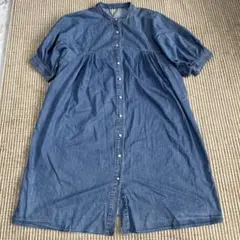HYKE シャツワンピース シャンブレー インディゴ ビッグシルエット