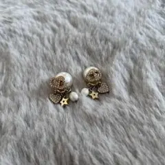 「正規品」DIOR TRIBALES ピアス メタル レジンパール クリスタル
