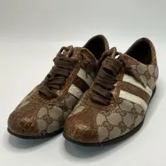 【希少】GUCCI グッチ スニーカー GGキャンバス クロコ型押し 35 Cのサムネイル