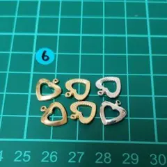 ♡-6 新品.　ハンドメイド用　オープンハートパーツ　全6個セット