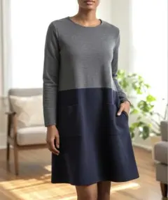 グレー ロングワンピース