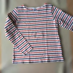プチバトーストライプ柄 長袖Tシャツ オレンジ・黒