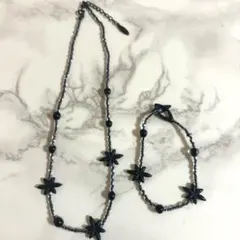 Jin Jinジンジン　ネックレス、ブレスレットセット　ブラック　ビーズ