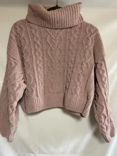 ショート丈 セーター ピンク