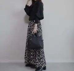 しまむら × etsu reeechan コラボ レオパード柄ロングスカート