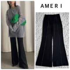 極美品 Ameri COLOR CENTER LINE CUT PANTS 黒のサムネイル