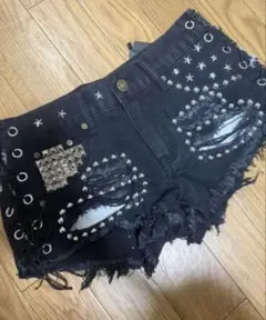 y2k グランジ 平成 ギャル スタッズ ショートパンツ デニム 編み上げ