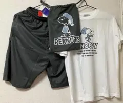 スヌーピー　ルームウェア　ドライワッフルパンツTシャツ上下セット巾着付き　M