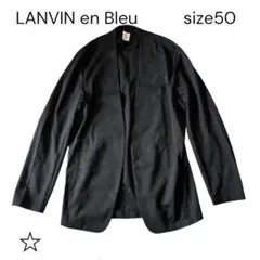 ランバンオンブルー ノーカラー カーディガン ジャケット 黒 50 XL