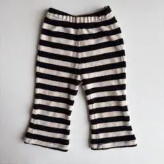 minirobe 黒と白のストライプ フリースパンツ