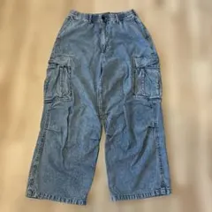 GU デニム　ワイドカーゴパンツ　M