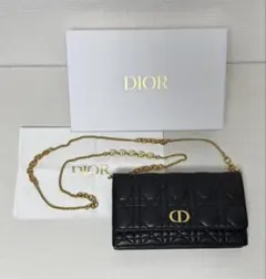 Dior Caro チェーンポーチ チェーンウォレット 黒色 【正規品】