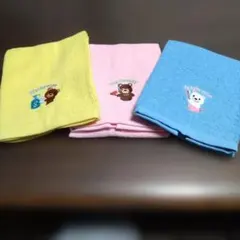 カラフル刺繍フェイスタオル3枚セット