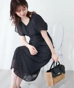 natural couture ギャザーバルーンチューリップスリーブワンピース