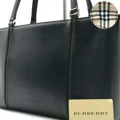 美品/A4収納可✨バーバリー トートバッグ レザー ノバチェック 黒 定価13万のサムネイル