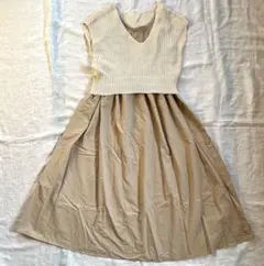 VIS ベージュ ジャンパースカートセットアップ