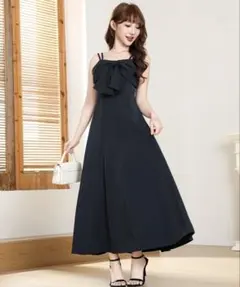 フロント リボン フレア キャミソール ワンピース