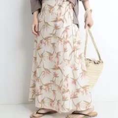 新品　SLOBE IENA スローブイエナ　リネン混リーフ柄ラップスカート