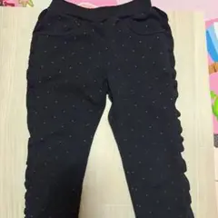 黒ドット柄フリル付きパンツ