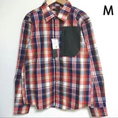 ワークマン D.F.T. 長袖 シャツ チェック M レッド ホワイト ネイビ