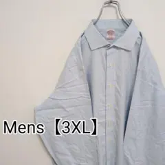 H44【US輸入】ブルックスブラザーズ　長袖シャツ【3XL相当】水色チェック