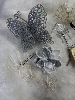 成人式 ♡蝶と花の髪飾りセット