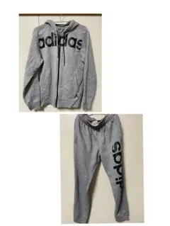 美品 adidas グレー 長袖ジップパーカートレーナーとパンツセット