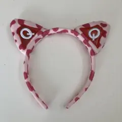 富士急　猫耳カチューシャ ピンク ハート模様