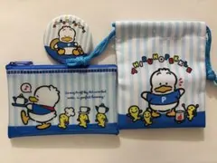 サンリオ フラットポーチ・プチ巾着・缶バッジ あひるのペックル