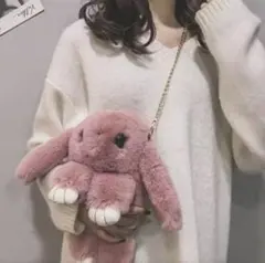 ぬいぐるみポシェット　うさぎチェーンバッグ　ファーポシェット