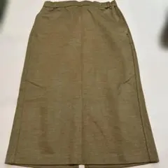 UNIQLO ロングスカート カーキ ウエストゴム スリット入り