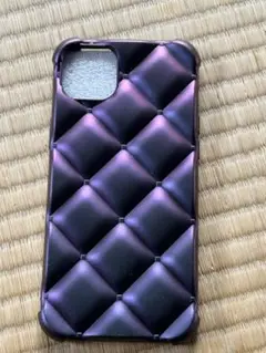 パープル キルティング iPhone14plusケース