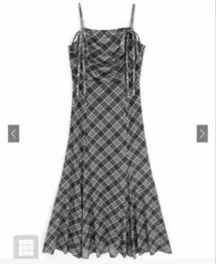 GRL チェック柄ギャザーリボンキャミソールワンピース dk1411 sサイズ