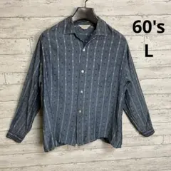 激レア 50s 開襟シャツ ダイヤ柄 切り替え ロカビリー 赤黒 グレピン 