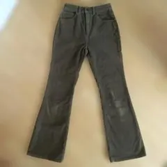 GU コーデュロイフレアパンツ オリーブ Sサイズ