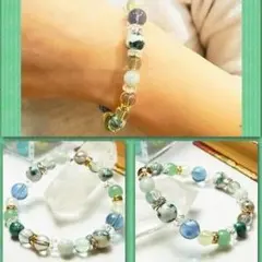 フローライト 翡翠 モスアゲート 水晶 天然石 パワーストーン ブレスレット