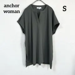 ANCHOR WOMAN ダークグレー チュニック 半袖 キーネックのサムネイル