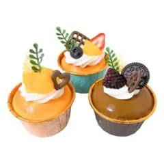✿フルーツカップケーキマグネット❣冷蔵庫デコや小道具にぴったり♪食品サンプル風♡