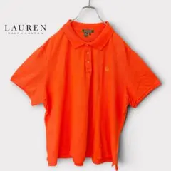 LAUREN RALPH LAUREN ポロシャツ 3XL オレンジ 刺繍ロゴ