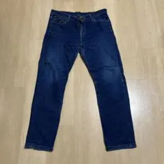 ダークブルー ストレートデニムパンツ