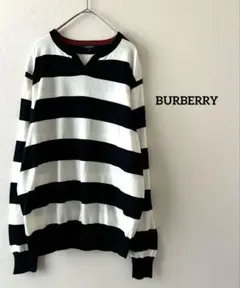 美品✨ BURBERRY バーバリー　コットンニット　ボーダー　ホース刺繍　M