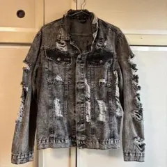 ダメージ加工 グレー デニムジャケット