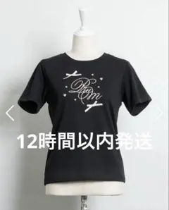 pium リボンビジューロゴ刺繍Tシャツ ブラック - メルカリ